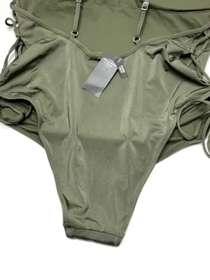 NWT Abercrombie One Piece Original Cheeky lace up tie sides swimsuit size XL NEW thumbnail 4