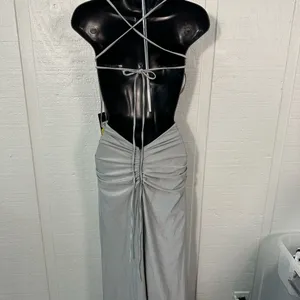 La Femme Silver Spaghetti Strap Backless Dress Size 2 NWT thumbnail 9