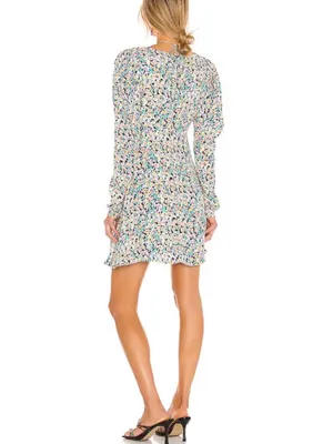AFRM Revolve Floral Retro Puff Long Sleeve Mini Dress Size XS thumbnail 2