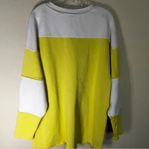 Free People Jordan Colorblock‎ Citron Yellow Cream Long Sleeve Pockets Sweater thumbnail 11