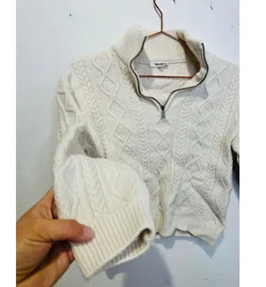SPLENDID Off-White Wool Blend Quarter Zip Long Sleeve Dakota Half Zip Sweater S thumbnail 5
