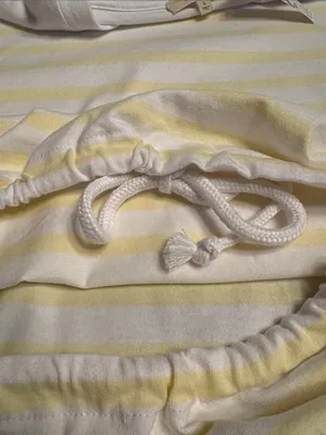 Madewell women’s The Perfect Tie-Waist Tee Jersey yellow white stripe Size L NWT thumbnail 7