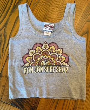 Ron Jon Surf Shop Gray Cropped Tank thumbnail 1