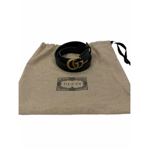 Gucci GG Logo Buckle Marmont Thin Belt Black Smooth Leather Size 80cm/32" thumbnail 11