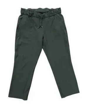 Lululemon On The Fly Crop 23" Dark Olive Green Luxtreme Drawstring Pants Size 8 thumbnail 1