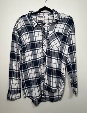 Thread & Supply Navy, White and Gray Plaid Button-Down Shirt thumbnail 1