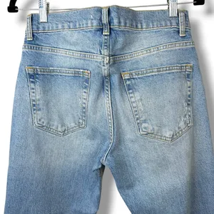 Zara Light Wash Distressed Denim Button Fly Mid-Rise Straight Leg Jeans Size 30 thumbnail 5