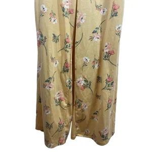 No Boundaries Yellow Floral Smocked Tie Front Back Cut Out Summer Jumpsuit L NWT thumbnail 4