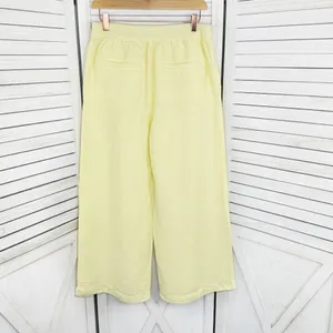 Loft Striped Linen Blend Wide Leg Crop Pants‎ Yellow White Small Lined Preppy thumbnail 10