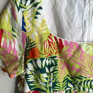 STAUD Sandra Linen Mini Dress Capri Tree thumbnail 12