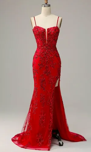 Red Prom Dress Size 10 thumbnail 1