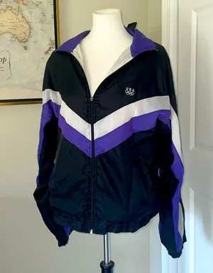 Coolest One of a Kind Nylon USA Olympics Purple Windbreaker Zip Up Jacket thumbnail 1