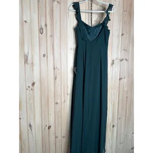 NWT Lulus Dreamy Admiration Emerald Green Ruffled Maxi Dress Bridesmaid Size M thumbnail 5