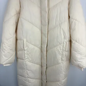 Banana Republic Factory Water Resistant Puffer Jacket Long Cream Parka Size XL thumbnail 5