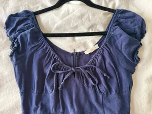 LA Hearts Navy Blue Mini Linen Dress thumbnail 2