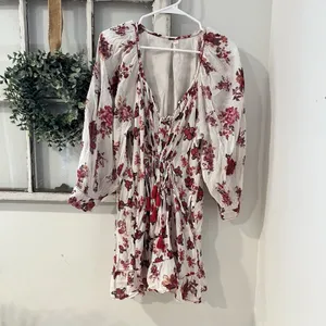 Free People Womens Dress Sz M Pink Camella Mini Floral Cottagecore‎ Prairie Boho thumbnail 4