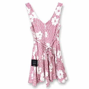 NEW Lulus Dusty Pink White Floral Faux Wrap Mini Fit & Flare V-Neck Dress Medium thumbnail 5