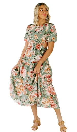 Blu Pepper The Branson‎ Cutout Floral Maxi Dress Size Small thumbnail 1