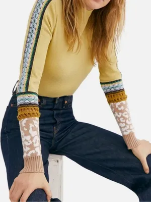 Free People Switch It Up Boho Thermal Cuff Top Size XS thumbnail 1