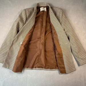 Stradivarius Brown Houndstooth Double Breasted Blazer Jacket Womens Size Medium thumbnail 6