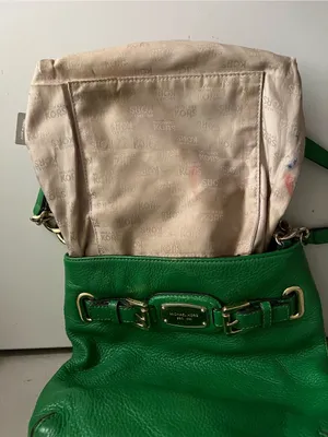 Michael Kors Hamilton Kelly Green Pebbled Leather Crossbody Bag Gold Hardware thumbnail 5