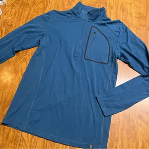 ibex Woolies Tech 1/4 zip Blue Merino Wool Quarter thumbnail 1