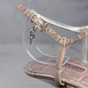 Cesare Paciotti Vintage Y2K Dagger Bow Croc Open Toe Stiletto Sandal Heels 40 thumbnail 3