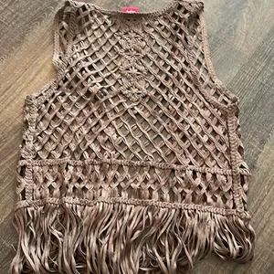 Daytrip Fringe Vest Small Brown Color thumbnail 5