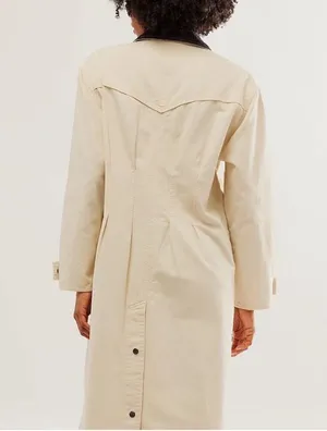 Free people Hunter Longline Duster Trench Coat in pastry cream Size S thumbnail 5