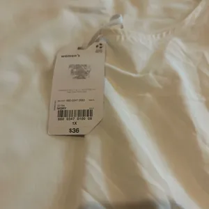 Woman Gym Walking Ivory Sport Top Shirt 1xl Breathable thumbnail 4