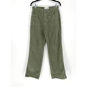 Reformation Alyssa High Rise Wide Leg Corduroy Pants Green 27‎ Organic Cotton thumbnail 2