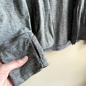 Athleta full zip heathered‎ gray sweater workout pockets women's S nylon hooded thumbnail 3