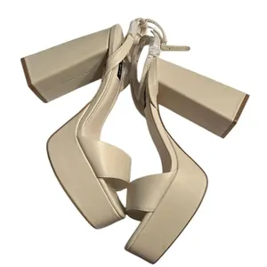 Aqua Bone/Cream Strappy Leather Sandals(Size 10M) thumbnail 3