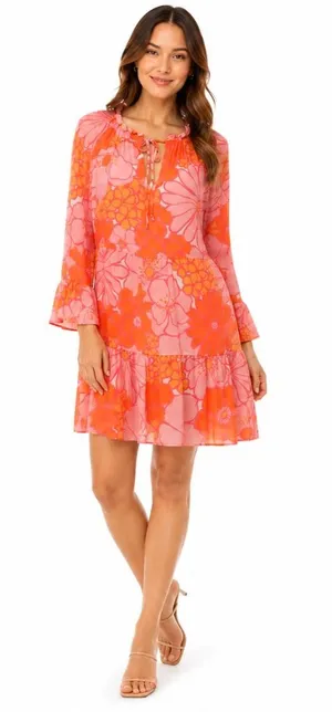 Show Me Your Mumu -‎ Viola Floral Mini Dress | Retro Pink & Orange Floral Print thumbnail 1