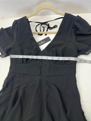 Lulus Midnight Mood Black‎ Tiered Maxi Dress Womens XS Coquette Moody Sexy NEW thumbnail 6
