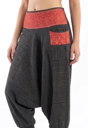 Harempants Charcoal Gray Hill Tribe Harem Pants - Boho Yoga Festival thumbnail 1