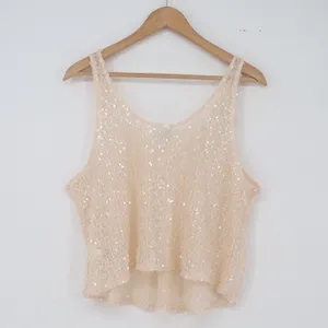 Old Navy Tank Top Womens XL Peach Sequin Mesh Sleeveless NEW thumbnail 6