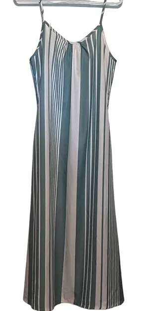 Unknown Brand Women's Green White Striped Spaghetti Strap Cover Up‎ Size M thumbnail 1