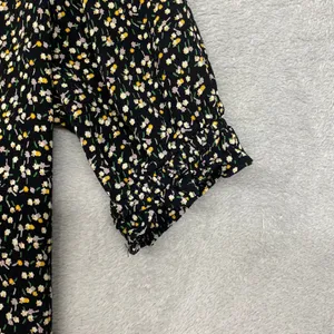 Madewell Top Womens Small Black Floral Print Tiered Ruffle Sleeve Cottage Button thumbnail 4