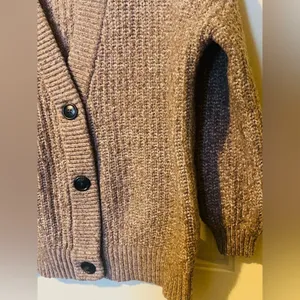 Universal Threads Brown/Tan Long Sleeve Button Up Oversized Chunky Knit Sweater thumbnail 4