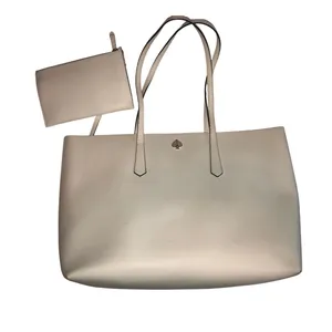 Kate Spade White Leather Tote Large Molly With Small Pouch Summer Bag Work thumbnail 1