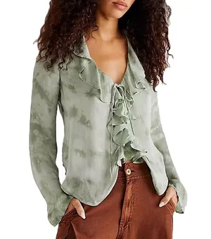 Free People New Women’s Lyocell Tie Front Blouse, Size M New w/Tag Retail $128 thumbnail 1