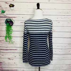 J. Crew Navy Blue & Gray Stripe Painter Tee Long Sleeve T-Shirt Top Size Small thumbnail 6
