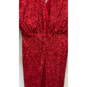 NWOT Alexia Admor Silena Surplice Midi Dress Red Sequin V-Neck Womens Size XS thumbnail 8