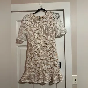 #131 Lulus • My Dearest White Lace • Short Sleeve Mini Dress Nwt thumbnail 6