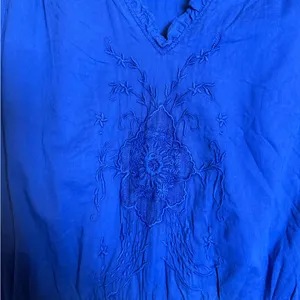 Lauren Ralph Lauren 'SIZANNA' Smocked Waist‎ Floral Embroidered Dress Royal Blue thumbnail 3