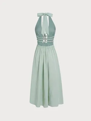 Berlook Light Green Cutout Halter Maxi Beach Dress thumbnail 7
