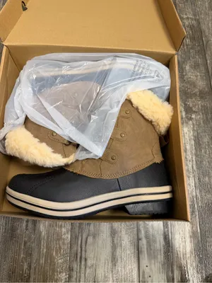 PAWZ Brown and Black Faux-Fur Lined Lace-Up Winter Rain Boot Size 10 thumbnail 12