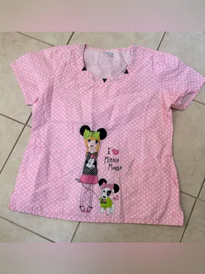 Disney Pink Minnie Mouse Heart-Print Short Sleeve Pajama Top thumbnail 2