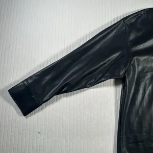 Abercrombie & Fitch Oversized Black Vegan Faux Leather Shirt Jacket Womens Large thumbnail 8